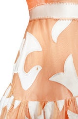 1960s Arnold Scaasi Couture Peach Silk Organza Dress w Incredible Sleeves