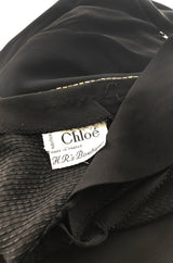 Fall 1973 Karl Lagerfeld for Chloe Black Silk Dress w Gold Beaded Bodice