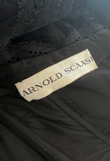 Magnificent 1980s Arnold Scaasi Couture Strapless Tiered Black French Lace Dress