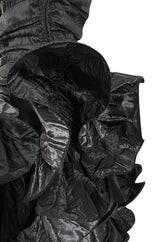 Incredible Fall 1985 Christian Dior by Marc Bohan Black Silk Taffeta Dress w Extravagant Ruffles