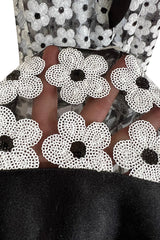 Spring 2015 Chanel by Karl Lagerfeld Black Net & White Sequin Flower Pant & Top Set