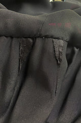 Fall 1985 Unlabeled Ady Couture for YSL Black Silk Hip Swag Dress w Pink Bow Print