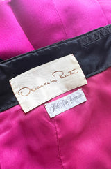 Prettiest Fall 1980 Oscar de la Renta Strapless Pink Silk Matte Satin Dress w Velvet Bows