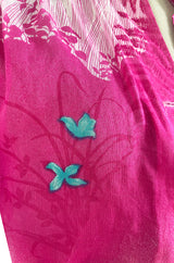 Gorgeous 1970s Hanae Mori Pink Scenic Print Wrap Skirt & Button Down Top Set