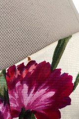 Beautiful 1950s Philip Hulitar Couture Brilliant Floral on Ivory Print Silk Strapless Dress