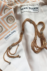 1960s Christian Dior Demi-Couture Peach & Metallic Gold Dress & Jacket