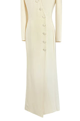 Minimalist Fall 2005 Christian Dior by John Galliano Sleek Ivory Silk Dress w Front Buttons