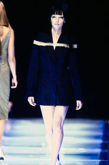 Spring 1998 Alexander McQueen 'Untitled' Collection Blue Detailed Pinstripe Suit