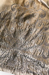 Exceptional 1920s Gold Silk Velvet Beaded Art Deco Wide Sleeve Coat