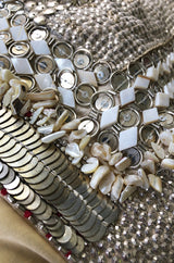 c.2004 Blumarine Elaborate Silver Metal Sequins, Disc, Shell & Bead Silk Jacket