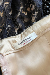 Gorgeous 1990s Isaac Mizrahi Couture Strapless Nude & Black Lace Dress w Beaded Bodice
