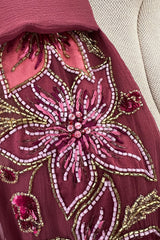 Beautiful 1974 Jean Louis Scherrer Haute Couture Hand Beaded & Applique Silk Chiffon Dress