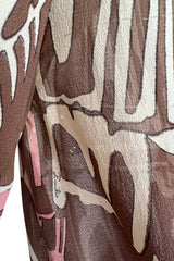 Wonderful 1960s Emilio Pucci Pink & Taupe Printed Silk Chiffon Caftan Dress