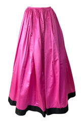 Fall 1977 Bill Blass Couture Full Pink Silk Satin Skirt & Black Top Dress Set
