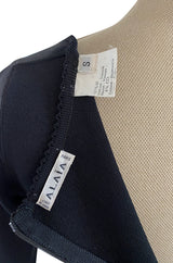 Early 1990s Azzedine Alaia Black Knit Couture Dress w Beaded Hem & Hand Placed Mirrors