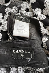 Spring 2015 Chanel by Karl Lagerfeld Black Net & White Sequin Flower Pant & Top Set