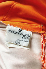 Incredible Spring 1970 Andre Courreges Cross Strap Backless Bright Sculpted Orange Dress