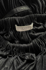 Iconic Fall 2002 Prada Runway & Museum Held Pleated Black Silk & Leather Strap Dress