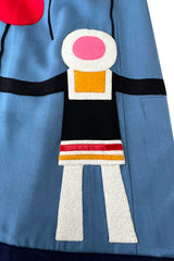 Rare Early 1970s Malcolm Starr by Youssef Rizkallah Felt Folk Art Dress w Quilted Top