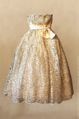 Spring 1959 Christian Dior Haute Couture Ivory & Silver Lace Dress