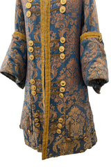 Remarkable Late 1800s Charles H. Fox Theatre Costume Gold & Blue Brocade Great Coat