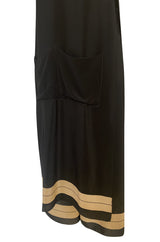 1970s Sonia Rykiel Wide Legged Cropped Pant & Long Tunic Evening Set w Draped Pockets