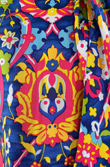 1970s Lanvin Couture Fine Silk Twill Brilliantly Scarf Neck Top & Extra Wide Cut Pant Set