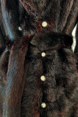 Gorgeous 1970s Christian Dior by Frederic Castet Rich Brown-Black Fur Coat w Tie Belt