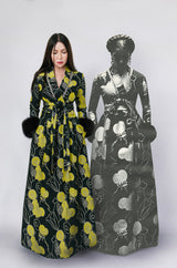 Important Fall 1970 Oscar de la Renta Ad Campaign Silk Brocade Dress