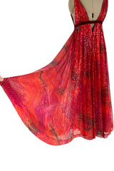 Spectacular 1960s William Travilla Plunging Sequin Covered Couture Silk Dress