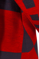 Documented 1971 Rudi Gernreich Red & Navy Check Dress w Belt