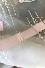 1980s Emanuel Custom Fairy Tale Embroidered & Ribboned Silk Organza Dress