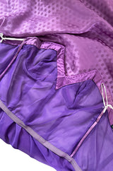 Fall 1985 Emanuel Ungaro Runway Structured Bodice Strapless Dress Made from a Dotted Purple Silk