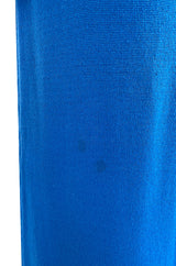 Documented Fall 1977 Halston Cashmere Sky Blue Dress w Extra Long Attached Wrap Ties