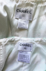 2004 Chanel Cruise Documented Mint Green Boucle & Silk Chiffon Suit
