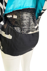 1996 Hanae Mori Haute Couture Hand Beaded Silk Chiffon & Printed Silk Dress