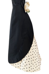 Well Documented Spring 1988 Valentino Haute Couture Silk Dress w Sweeping Dotted Train & Flower