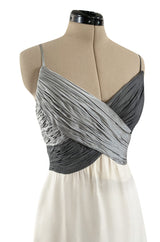 Spring 2000 Hanae Mori Haute Couture Forest & Butterfly Print Silk Chiffon Dress & Silk Huge Scarf