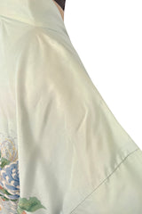 Prettiest 1970s Blue Floral Print Kimono Reversible to an Ivory & Coral Print