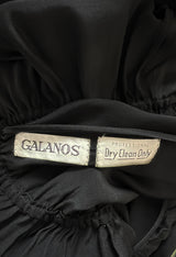 Perfect 1980s Galanos Easy to Wear Little Black Silk Dress w Cape Cut Sleeves