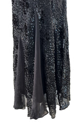Mid-2000s Christian Dior by John Galliano Metallic Eyelash Lame Bias Cut Silk Chiffon Dress