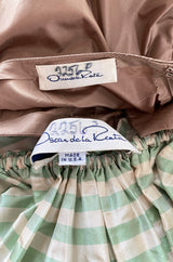 Spring 1999 Oscar De La Renta Pale Green Striped Silk Taffeta Billowing Over Dress & Pant Set