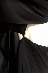 c.1981 Bill Tice Multiple Ways To Wear Black Jersey One Shoulder Dress