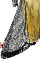 Fall 1997 Christian Lacroix Runway Black Lace Over Dress w a Slinky Silk Underdress
