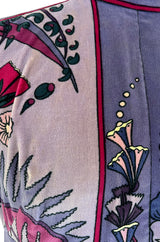 Prettiest 1960s Bessi Dusty Purple & Pink Floral Print Velvet Dress