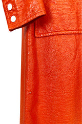 Iconic 1960s Andres Courreges Bright Orange  & White Vinyl Coat or Dress