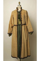 Documented Fall 1976 Yves Saint Laurent Russian Collection Leather Coat w Sheared Sheepskin Trim