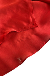 Rare 1970s Nina Ricci Haute Couture Trailing Angel Wing Sleeve Red Silk Dress