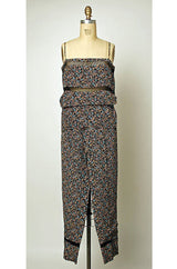 Spring 1978 Unlabeled Christian Dior Haute Couture Silk Dress w Floral Belt