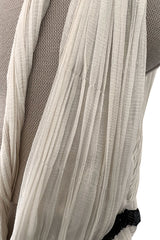 Spring 2012 Christian Dior Runway Ivory Silk Chiffon Dress w Black Beaded Bow Detail